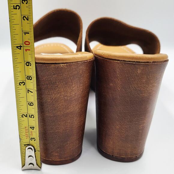 Steve Madden Fran Brown Leather Suede Wooden Platform Sandals Women's Size 10 - Picture 10 of 10